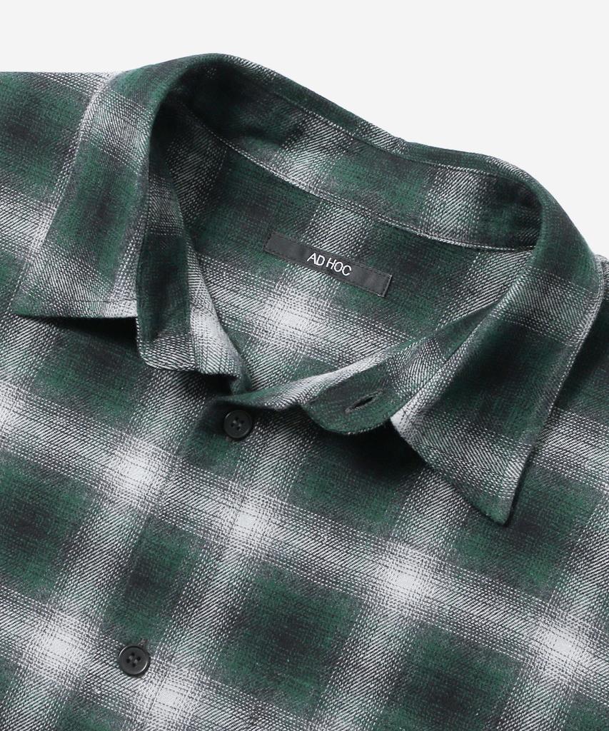 ADHOC Men'S One-Pocket Check Long Sleeve Shirt (Green) (Hc9Ls06)