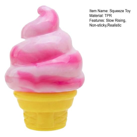 Mini Ice Cream Cone Squeeze Toy Cute TPR Stress Relief Fidget for Kids Adults Soft Slow-Rising Decompression Gadget for Anxiety Boredom Novelty Party