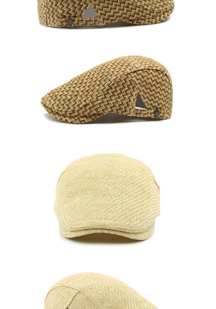 Men's Straw Hat Beret: Spring/Summer Sun Protection, Retro Duckbill Newsboy Cap.