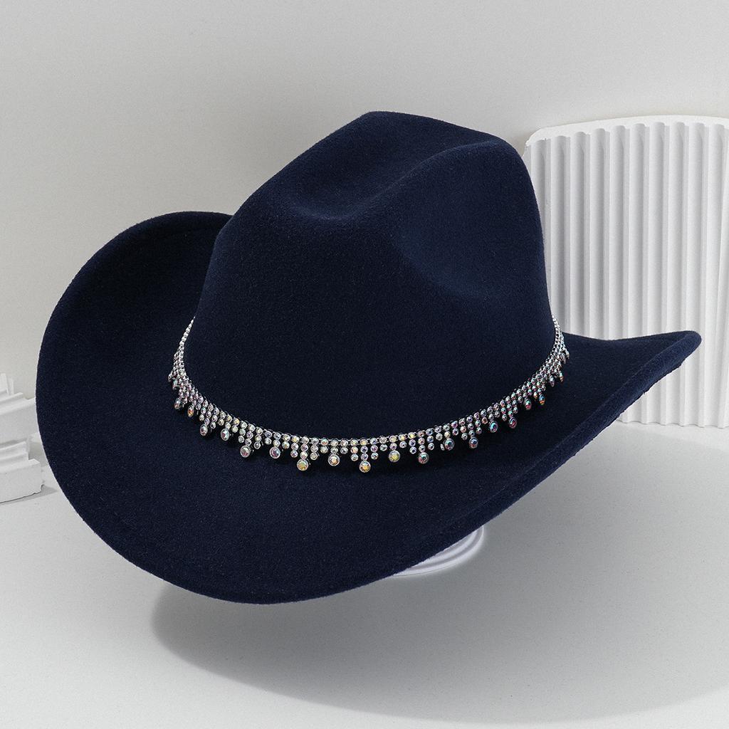 New Western Cowboy Hat Top Hat Water Drop Jewel Rhinestone Belt Bridesmaid Hat Jazz Hat Hat