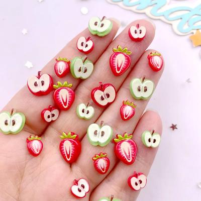 Resin Colorful Apple Strawberry Fruit Nail Art Flat Back Rhinestone Applique DIY Scrapbook Decor Jewelry Accessories Crafts