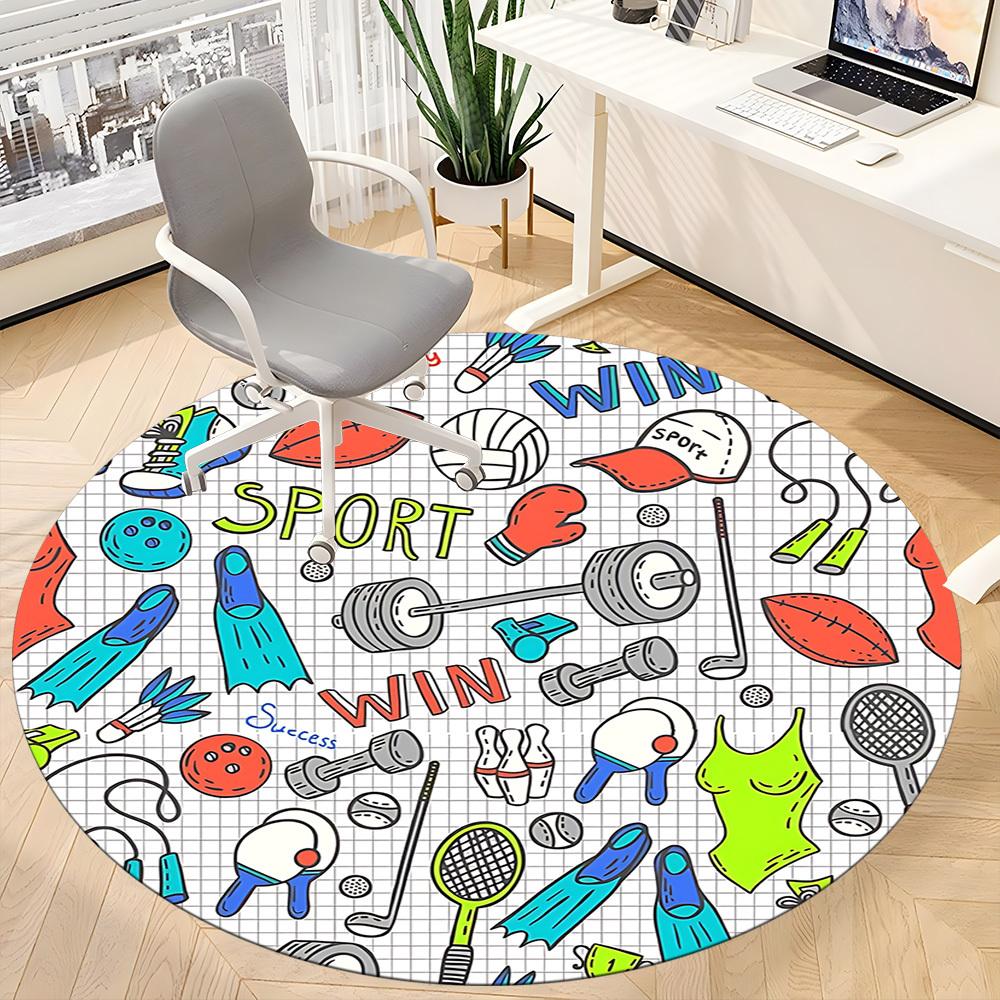 1pc Sports EquipmentChair Carpet for Office, Indoor Non-Slip Washable Polyester Fiber Carpet, Mat For Office, Machine Washable