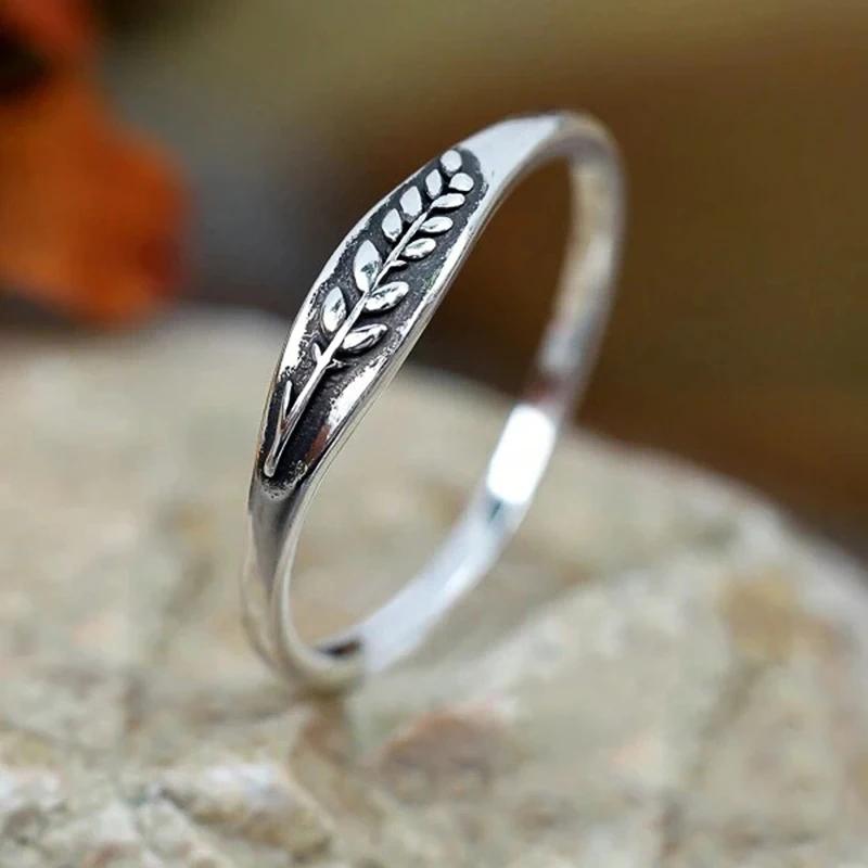 

CAOSHI Vintage Chic Dainty Leaf Finger Ring Female Versatile Antique Silver Color Jewelry for Daily Life Women Accessories Gift 6