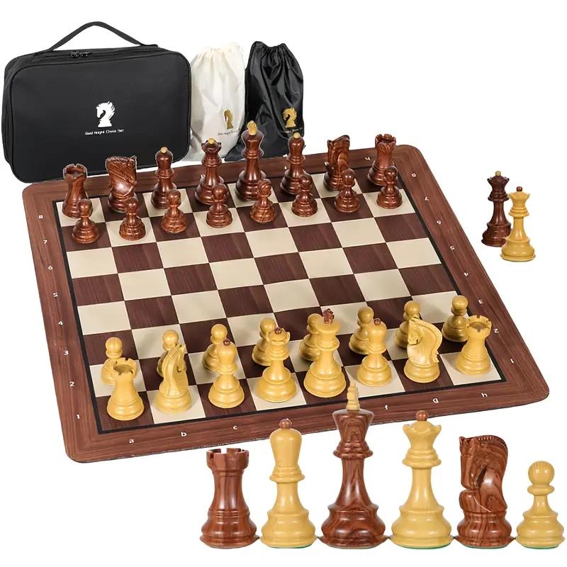 

Luxurious Large-Sized Chess Set, 52Cm Foldable Wood-Like Silicone Chessboard King, 9.6Cm Tall Weighted Chess Pieces