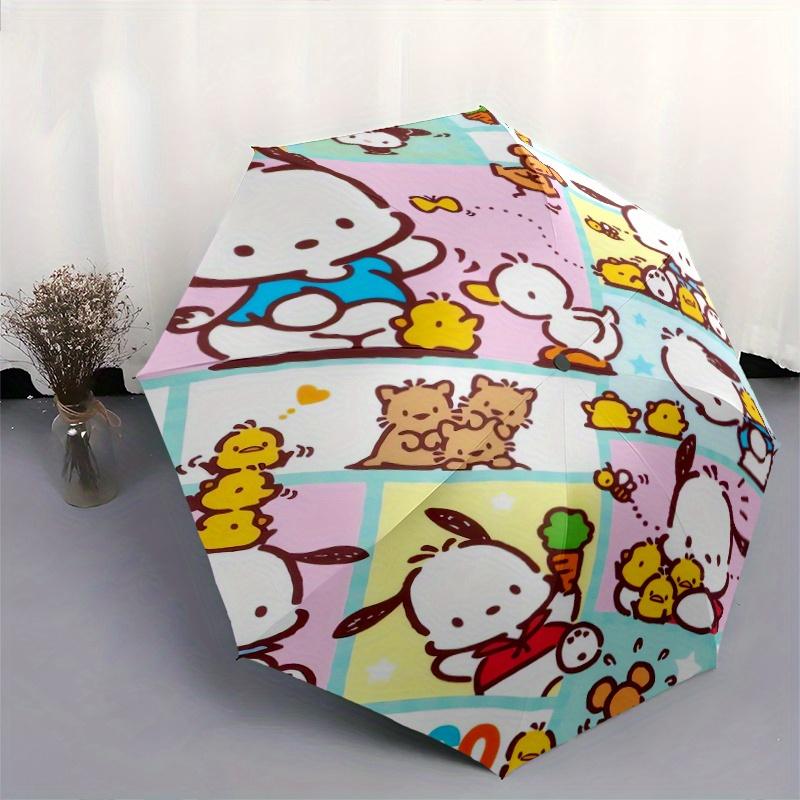 Carrot Small Animal Pochacco Automatic Open/CloseUmbrella-CuteUmbrella with Cute Design, Portable 3-Fold Compact Umbrella for Men & Women, Valentine's