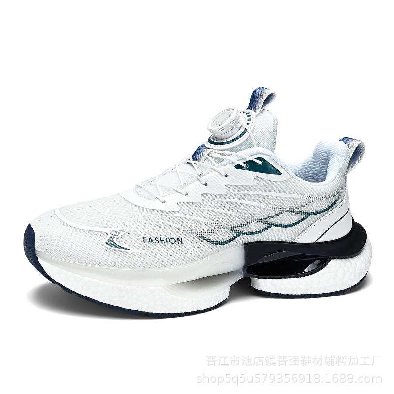 Hot Sale Men's Shoes Winter Sneakers Rotating Button Free Shoelaces Popcorn Soft Sole High Quality Ice Silk Running Shoes