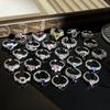 Korean Style Heart-Shaped Zircon Ring with Micro-set Colored Gems - Women's Light Luxury Fashion Accessory