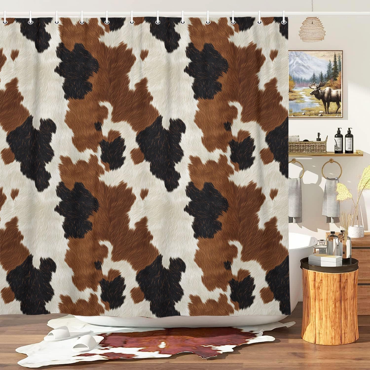 

Western Cowboy Shower Curtain Farmhouse Southwest Texas Rustic Farmhouse Barn Door Bath Curtain Retro Country Southwestern W60H190(CM)-1 Pcs