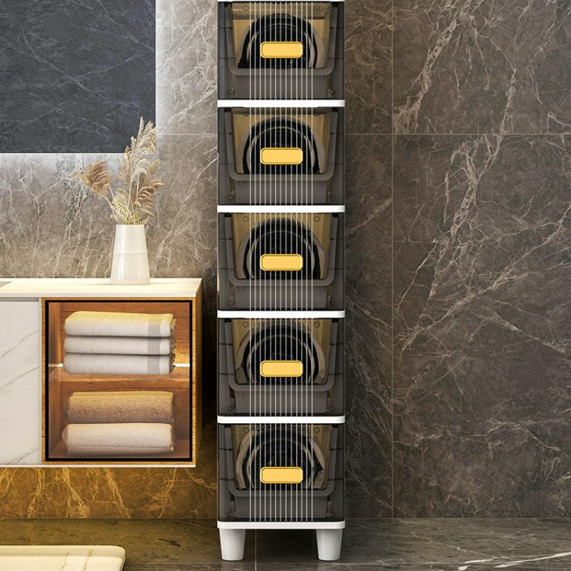 Lumină vizibilă transparentă Dulapuri de baie cusute de lux Mobilier de casă Dulap îngust de baie Dulapuri de depozitare montate pe podea