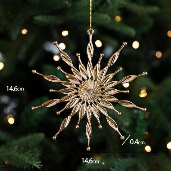 Christmas Ornaments Plastic Glitter Gold Snowflake/Reindeer/Angel Hanging Ornaments for Xmas Tree Winter Decoration