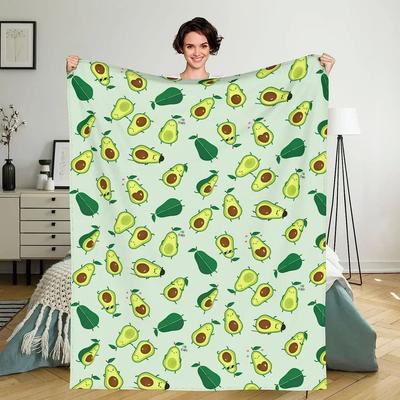 Niedliche Avocados Fleece Überwurfdecke 60x50 Zoll, Cartoon Grüne Avocado Kuschelig Plüsch Warm Leicht Reise Decken für#