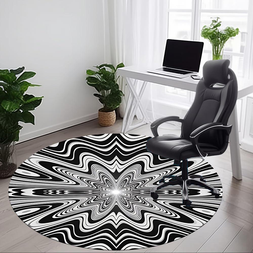 1pc Optical Illusion Pattern Carpet for Office Non-Slip, Round Carpet, Soft & Comfortable, Carpet for Office, Lightweight Round Floor Mat Yy251226066