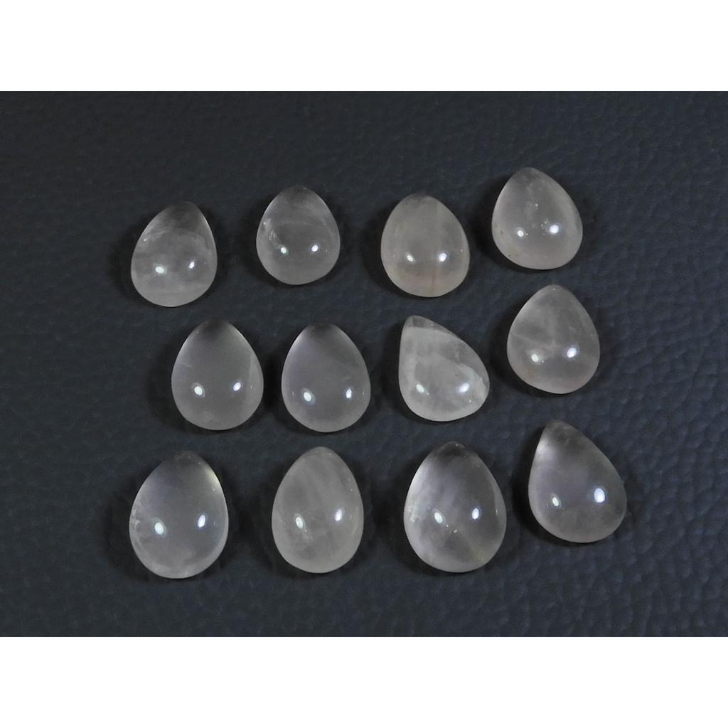 10X14MM Natural Rose Quartz Pear Cabochon Loose Gemstone 12Pcs Lot 65Cts. A-334