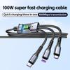 3 In 1 100w Transparent Fast Charging Cable Type C Usb Micro For Iphone Samsung Huawei Xiaomi Pilot Lamp Charger Usb C