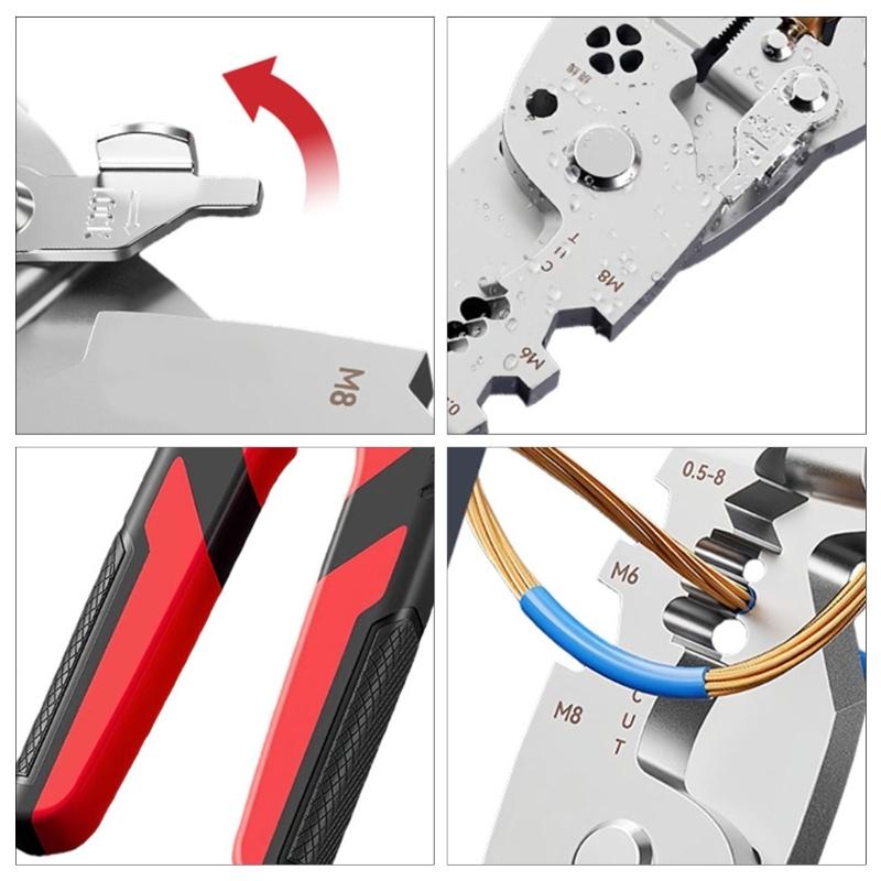 Professional 12 Function Collapsible Wire Stripping Tool With Crimping Cutting And Safety Lock Wire Crimper