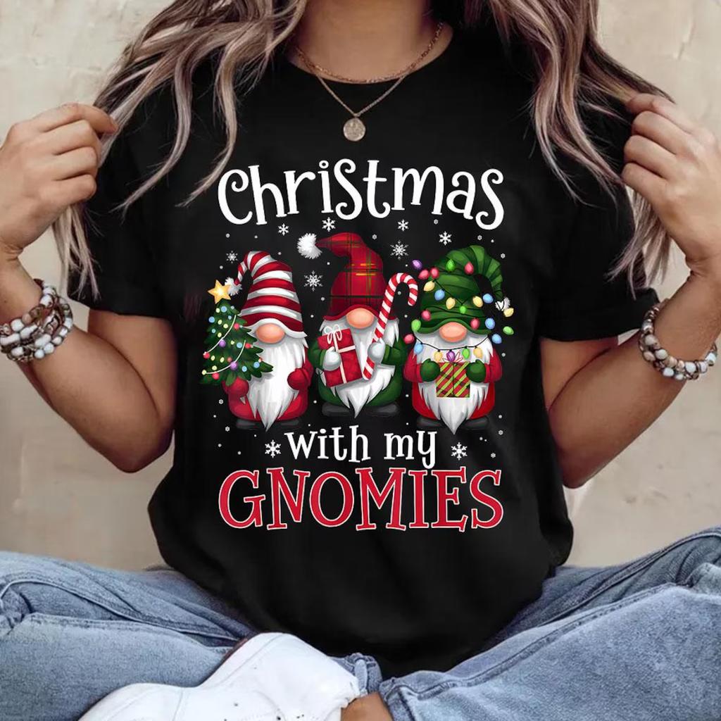 Damen Weihnachtswichtel Grafik T-Shirt Kurzarm Rundhals Lässiges Oberteil Waschbares Feiertagsparty Tee für Damen Wichtel Geschenk