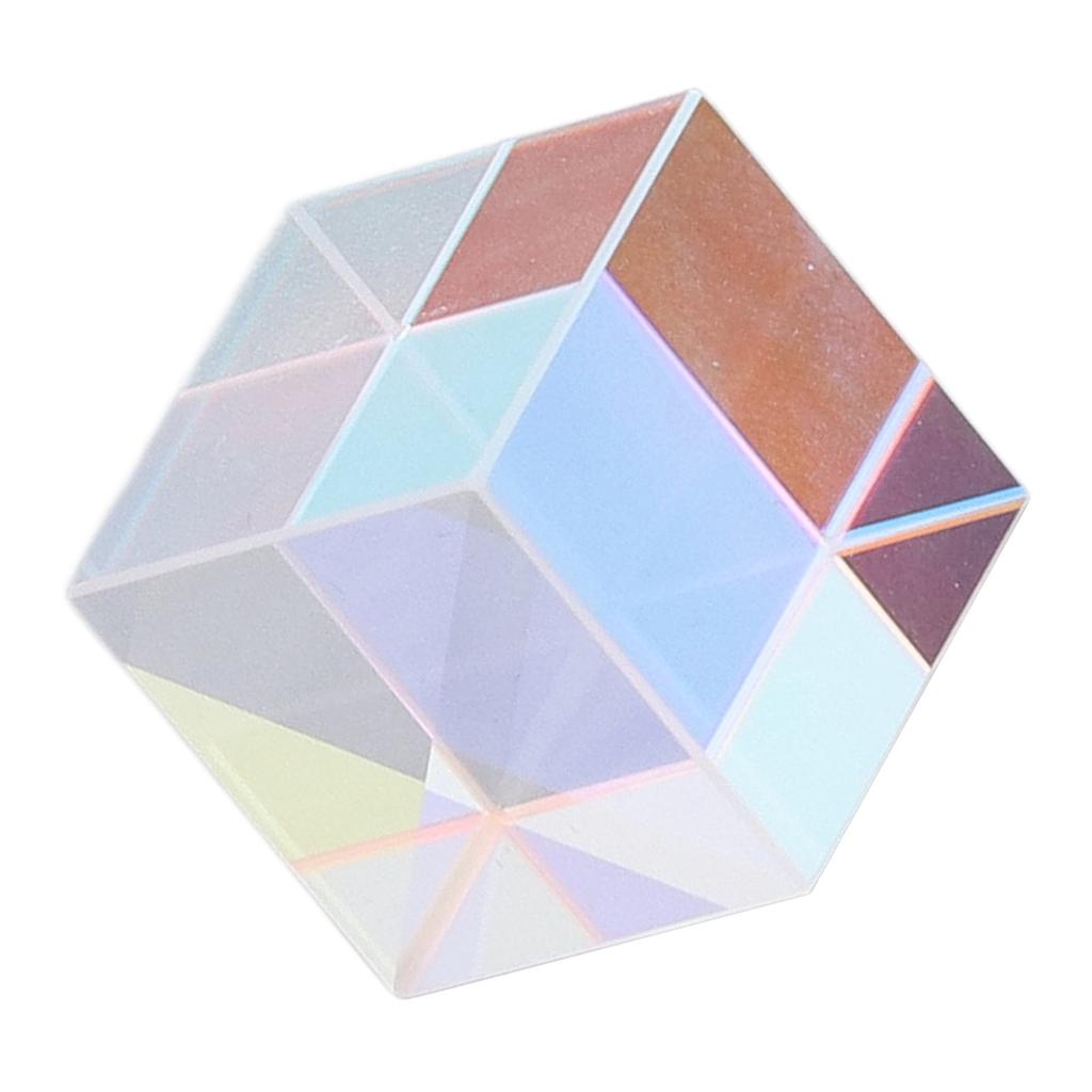 Dichroic Cube Prism Colorful Glass Cube Prism for Physics Teaching Research Decoration Art Education 18x18x18mm