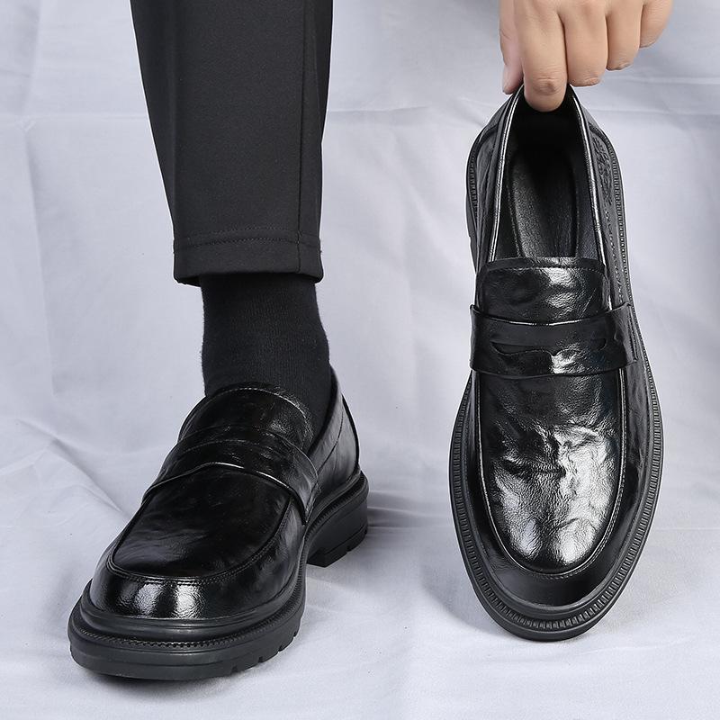 Men's leather shoes autumn new soft-soled foot cover dress business breathable heightening leather casual groom wedding shoes men