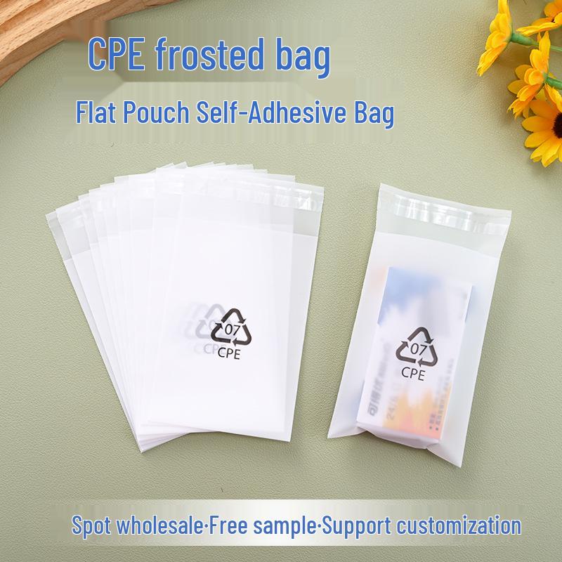 Flat Mouth Frosted Self-Adhesive CPE Bag for Mobile Phone Case and Clothing Packaging - Transparent, Sealable Plastic Bag