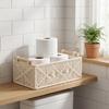 Úložný box s dřevěnými rukojeťmi Velkokapacitní košík Proutěný design Stolní organizér na kosmetiku a drobnosti