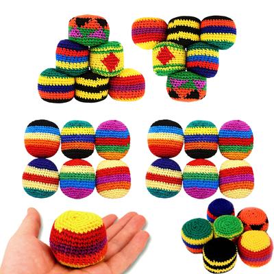 Multi Pack Crochet Hacky Sack Footbags Soft Knitted Sand Filled Balls for Hand Eye Coordination and Group Activities