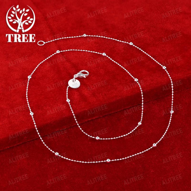 Elegant 925 Sterling Silver Smooth Bead Chain Necklace For Lady Luxury Noble Jewelry Birthday Anniversary Party Gift Accessories