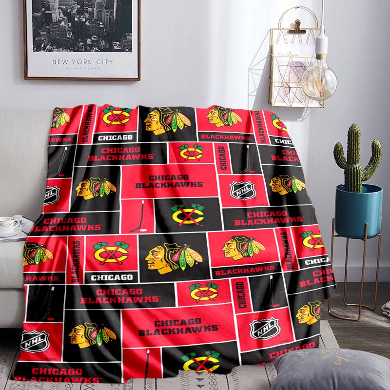 Chicago Hockey Throws Blanket Flannel Blankets Plush for Couch Bed Gifts for Men Women Travel picnic blanket Christmas fan gifts