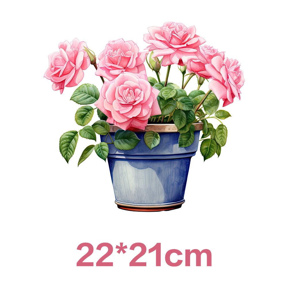 Flower Iron On Transfer Stickers Cute Design Ready To Press Heat Transfer Vinyl Decals Applique for T-Shirt Backpack Clothes