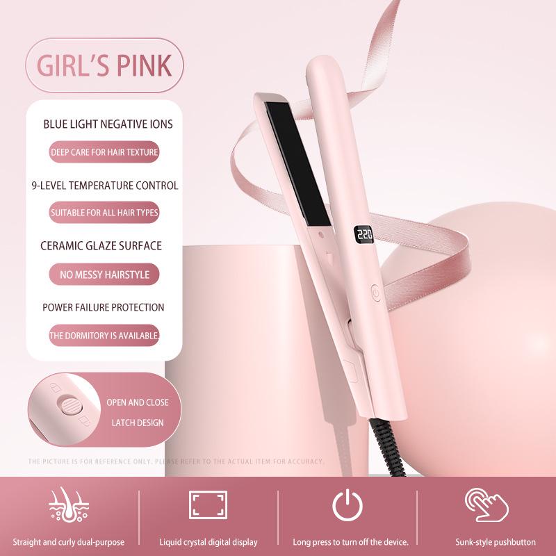 Compact Dual-Use Ionic Hair Styler: Straighten & Curl with Portable Splint Curler