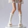 Women Fairycore Knitted Leg Warmers Calf Socks Japanese Sweet Bowknot Ruffled Lace Trim Leg Covers Boot Cuffs Stockings