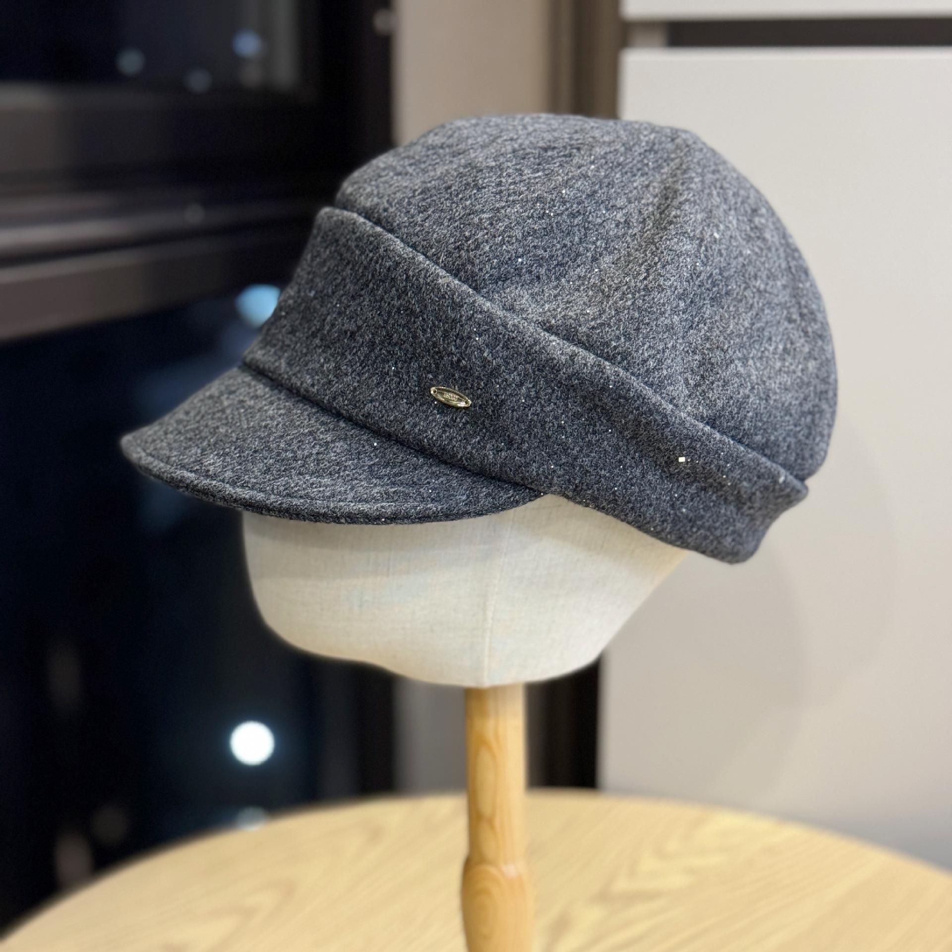 Кепка с козырьком Женская Осень и Зима Новая Мода Изысканная Блестящая Конная Шляпа Ретро Универсальная Высококлассная Шляпа Газетчика Adjustable