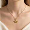 18K Gold Plated Stainless Steel Ginkgo Leaf Pendant Necklace for Women - Elegant Clavicle Chain, Ideal for Daily Wear or Gifts
