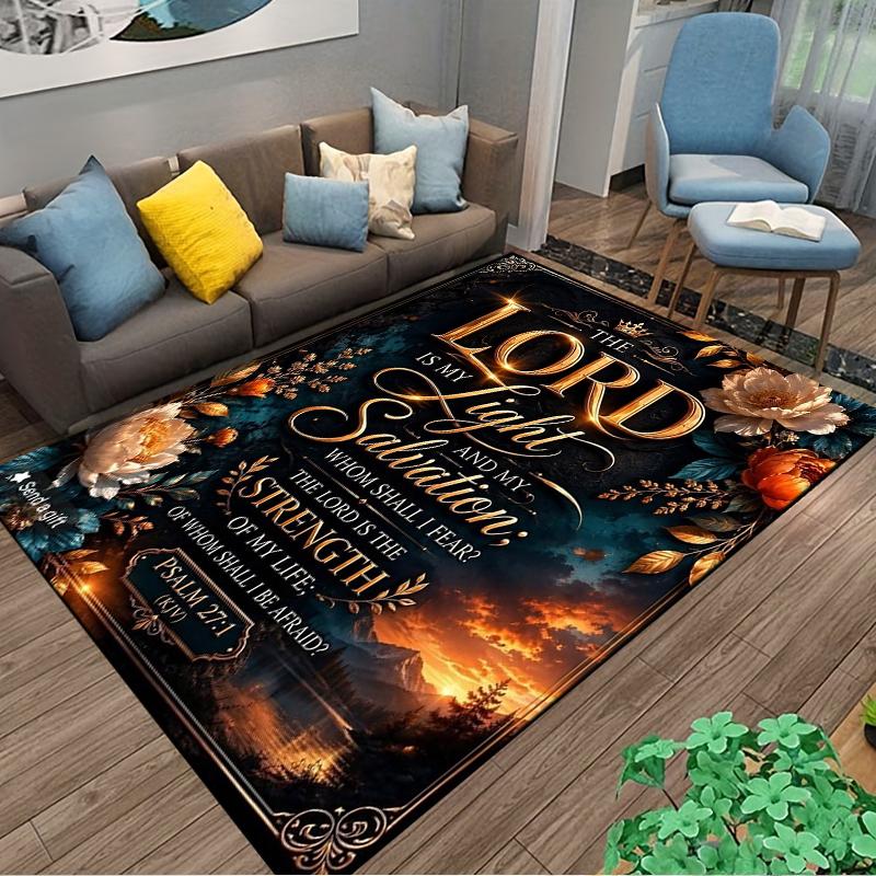 The Lord Is My Light Psalm 27:1 Non-slip Rug Suitable for Living Room and Bedroom Sofas