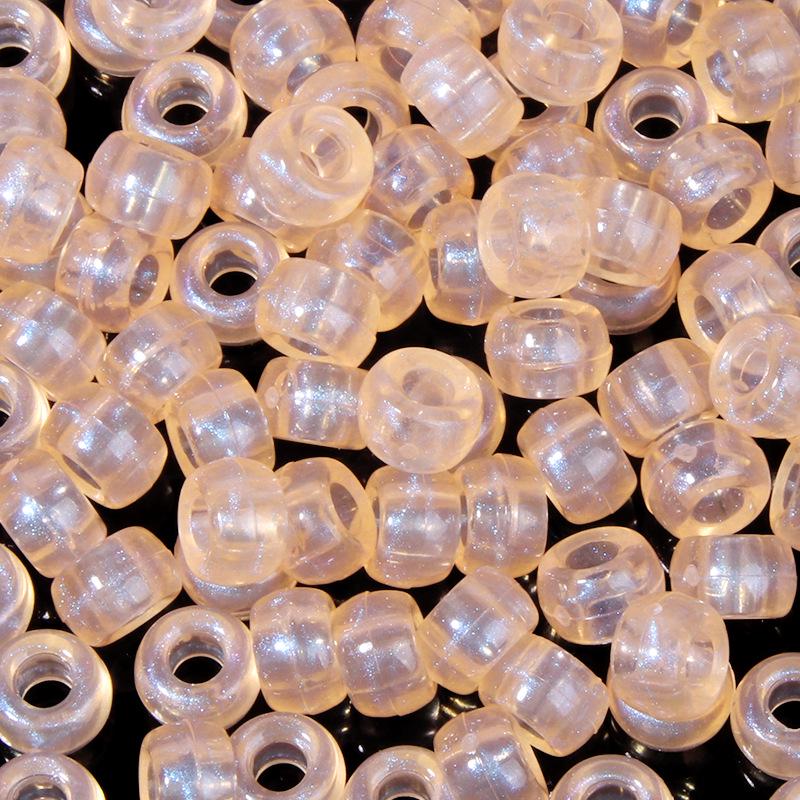 

100 шт. прозорих матових бус з великими отворами - пластикові намиста для поні з кольоровим цибульним порошком для дредів і перук 100 pcs/pack