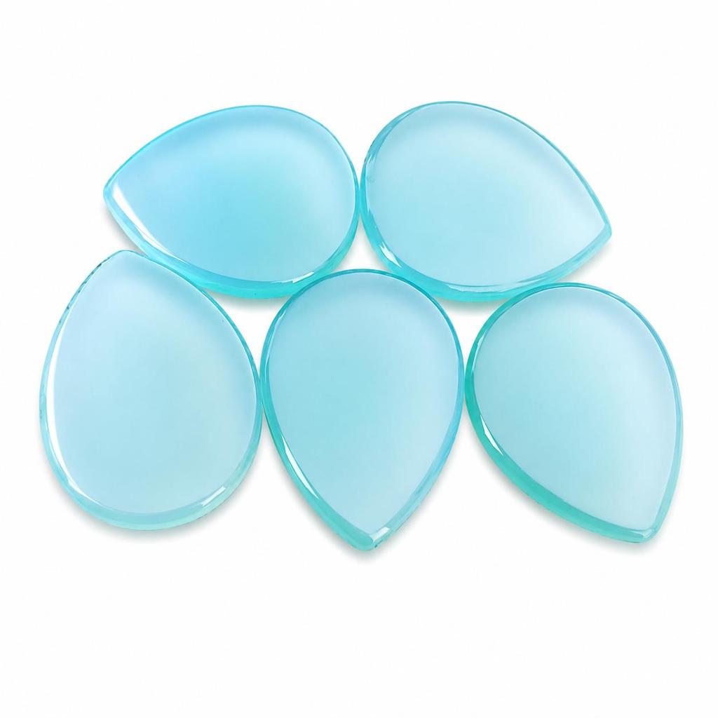 Blue Chalcedony Pear Cabochon Gemstone, Flat Back Calibrated Loose Stone for Fine Jewelry Making