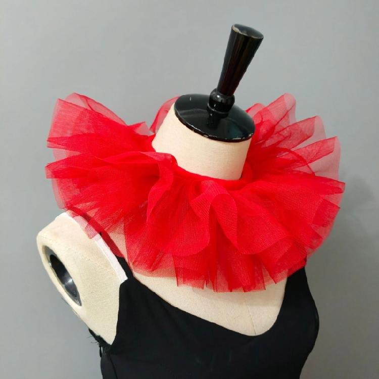 Victoriaanse Stijlen Afneembare Gaas Nepkraag voor Peuter Meisje 3 Lagen Tule Nekkraag Sjaal Capes Clown Cosplay Choker