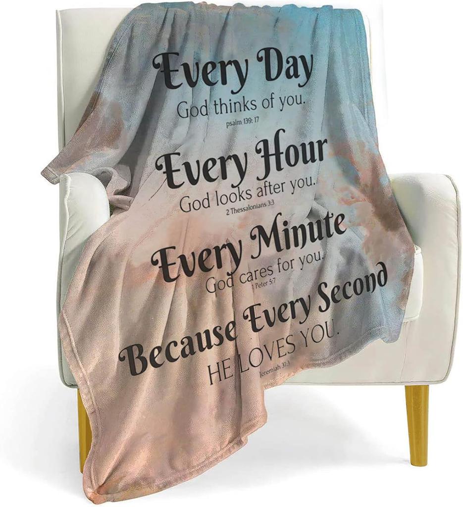Bible Verse Blanket Inspirational Thoughts and Prayers Religious Throw Blanket Soft Cozy Plush Warm Blankets for Women Men Gift