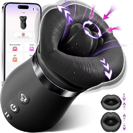 Juguete sexual para adultos 5 en 1 para mujeres: vibrador de succión oral, juguete rosa, 10 modos de lamido de lengua, 3 modos de succión automáticos + 1 manual, nuevo control por APP, adecuado para