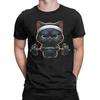 Humorous Funny Workout Cat Gym Fitness TShirt for Men Round Neck Cotton T Shirts  Short Sleeve Tee Shirt Plus Size Tops