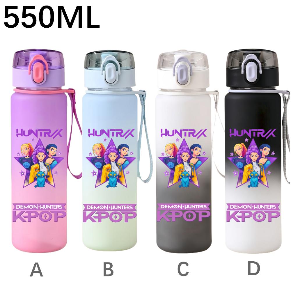 550ML KPop Demon Hunters Cartoon Print Sport Water Bottle Leak Proof Water Cup Outdoor Sports Drinking Bottle Birthday Gifts