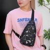 Men Crossbody Bag Geometric Print Portable Adjustable Strap Casual Oxford Cloth Sports Single Shoulder Sling Phone Pouch Outdoor Use