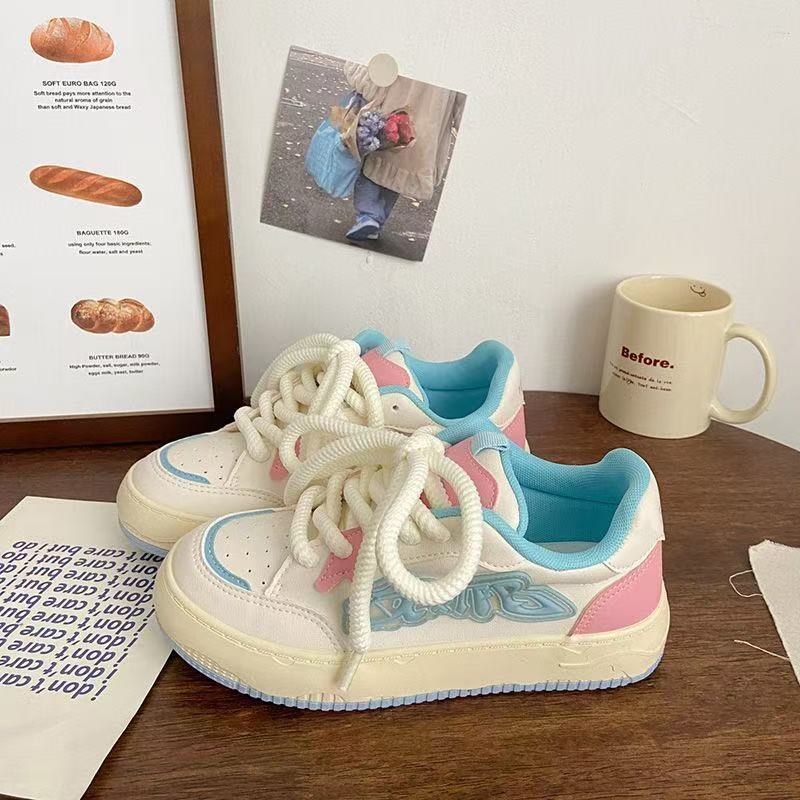 

Платформенные туфли на хлебной подошве для девочки, дофаминовые, женские, летние, новые, универсальные, повседневные, кеды, спортивные, маленькие белые туфли 40 бежевый