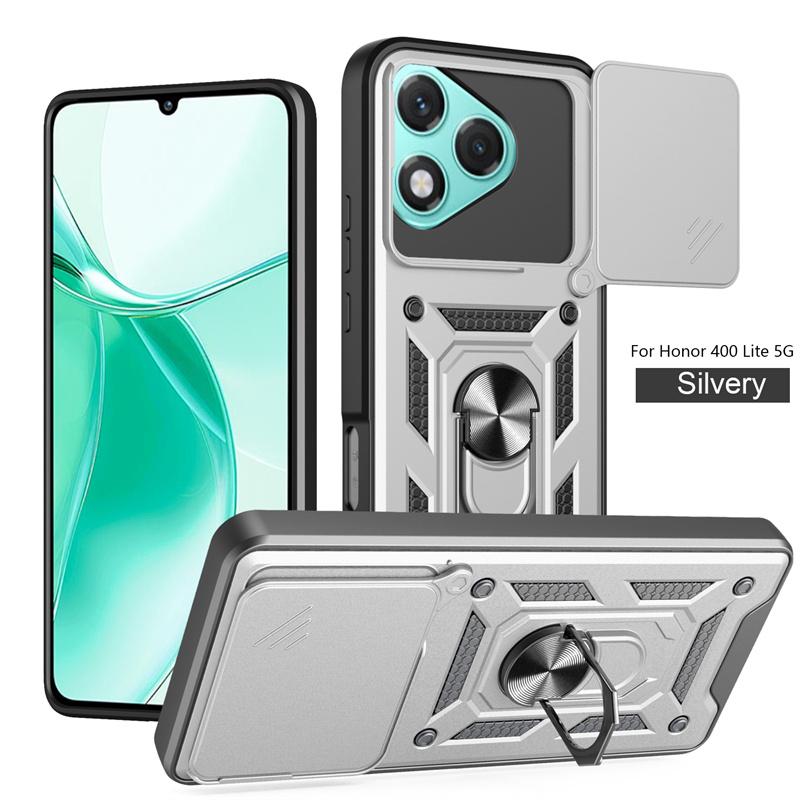 For Honor400Lite 5G Case Slide Camera Lens Armor Cover for Honor 400 Lite Honer 400Lite Light 5G Car Magnetic Ring Holder Coque