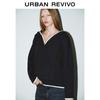 Women's Color-Block Zipper Hooded Knit Cardigan