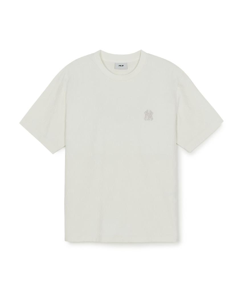 Emelbi Diamond Monogram Tone-Tone Jacquard Oversized Short Sleeve T-Shirt Ny (Ivory)