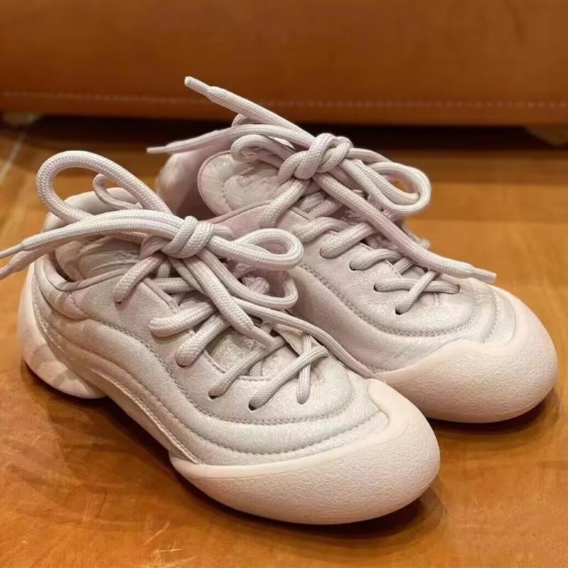 Fashion NEW Leather Women's Casual Sneakers Designer Training Shoes Patchwork Lace-up Sneakers Leather Flat Women's Shoes