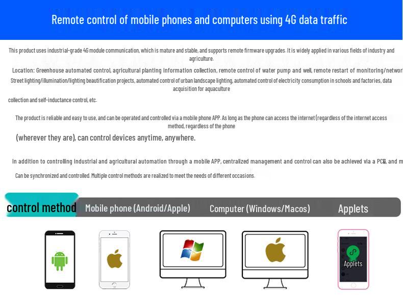 4G Controller with Remote App, 8 Inputs, Sensor Recording, Power Outage SMS Alerts