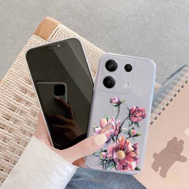 

Чохол з рожевими квітами для iPhone 15 Samsung A55 M34 S24 Xiaomi Redmi 13 Pro 14C Huawei Honor 200 Протиударний бампер для телефону Прозора задня кришка TPU Anti-Scratch Honor X5b