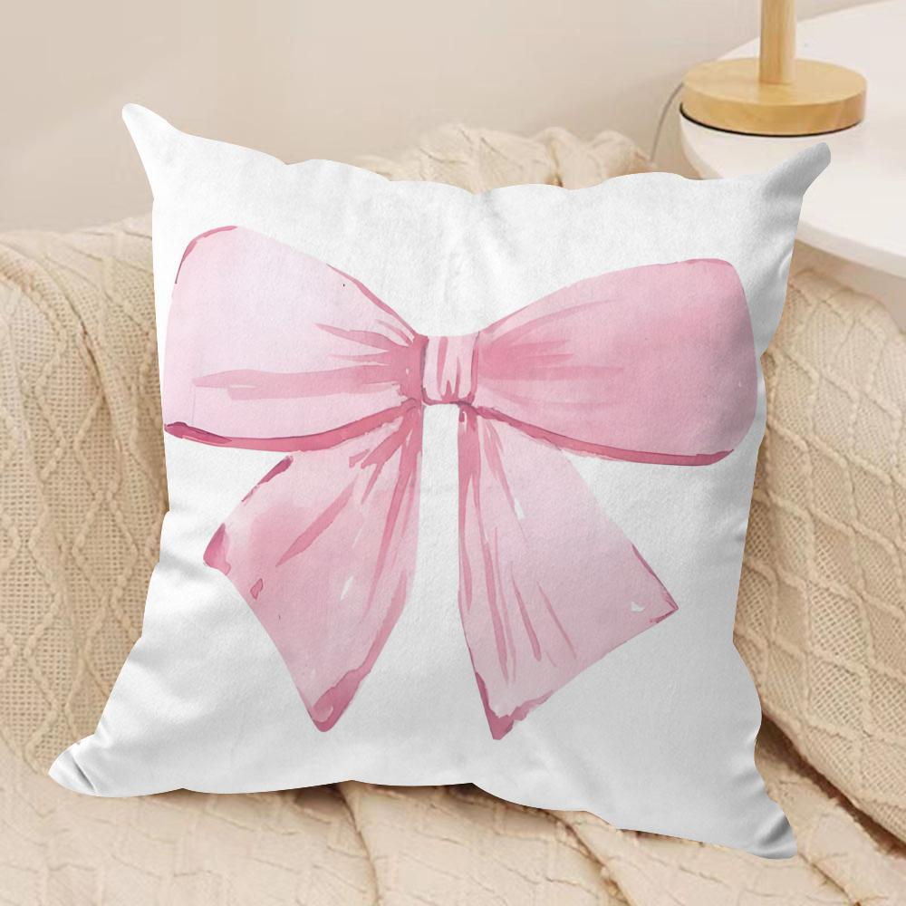 Pink Bow Cherry Cushion Cover Soft Plush Fabric Double-Sided Printed Sofa Cushion Cover for All Seasons Home Decor Gift