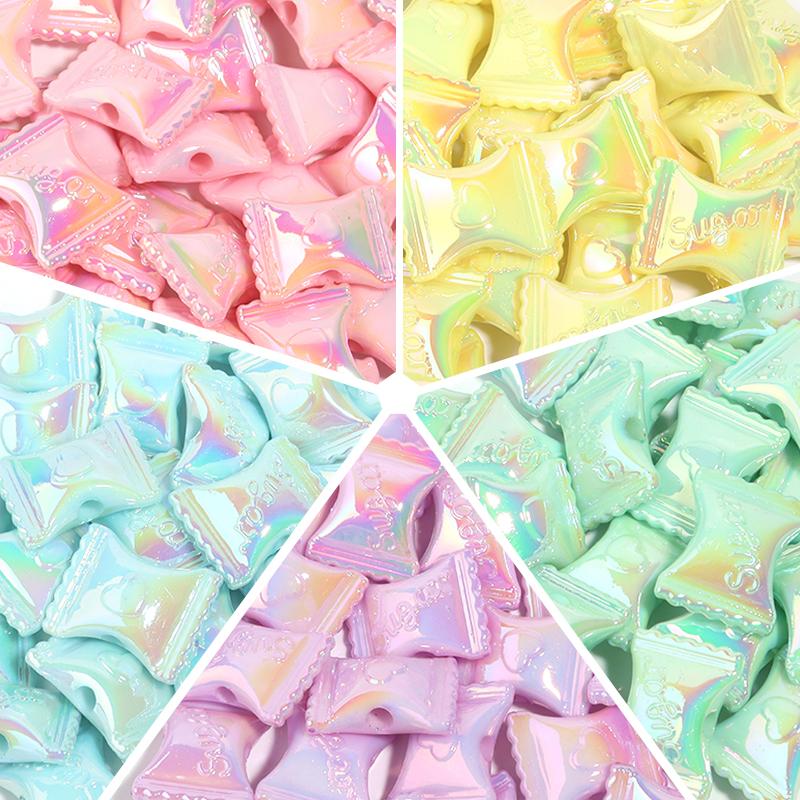 10pcs 17x21mm Acrylic Candy Beads Colorful Sweet Loose Spacer Beads For DIY Jewelry Making Necklace Bracelets Keychain Findings
